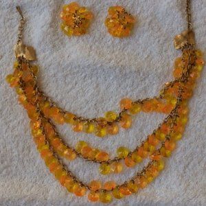 Original 1950s Costume Jewelry Necklace & Earrings